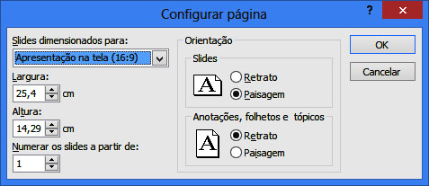 configuração de slide no PowerPoint 2007