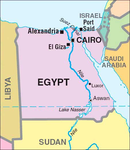 mapa do Egito Antigo - Alexandria - Assuã