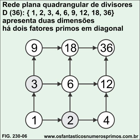 rede plana quadrangular de divisores - numero 36
