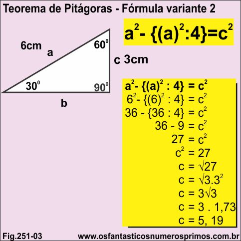 teorema de pitágoras e fórmula variante 2