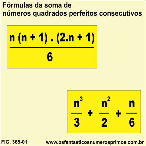 fórmulas da soma de números quadrados perfeitos consecutivos