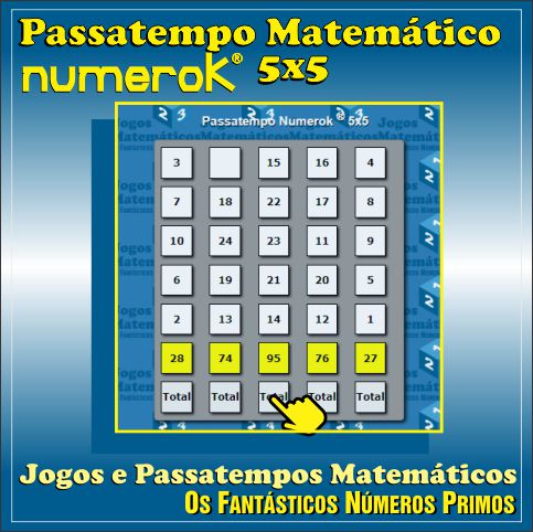 passatempo matemático numerok-5x5