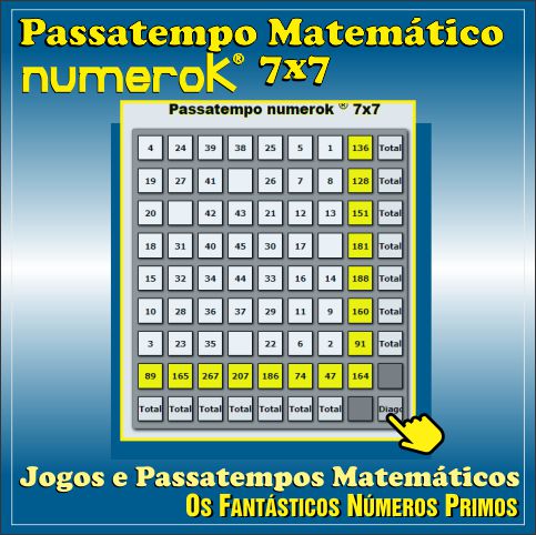 passatempo matemático numerok-7x7
