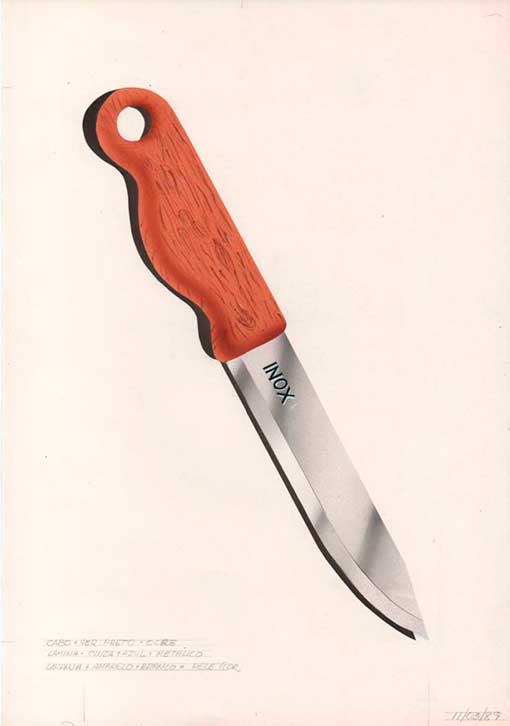 Ilustração de faca realizada com técnica de pintura em aerografia