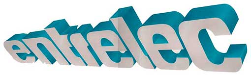 Ilustração do logotipo Entrelec realizada com técnica de pintura aerográfica.