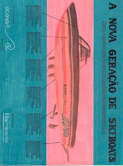 Lay-out de folheto Lancha Skiboat - Econave/Barravento