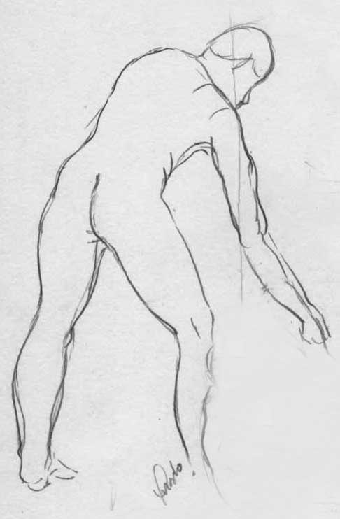 Desenho de homem com corpo inclinado - técnica grafite 6B