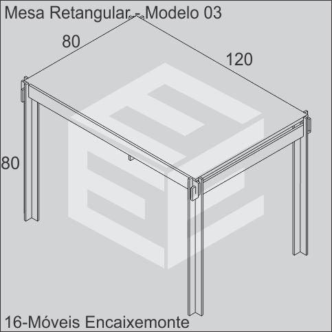 Mesa Retangular de madeira encaixável - modelo 03