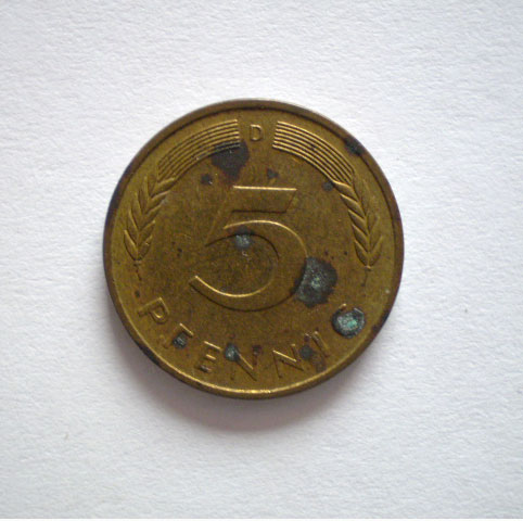 moeda alemã de 5 pfennig