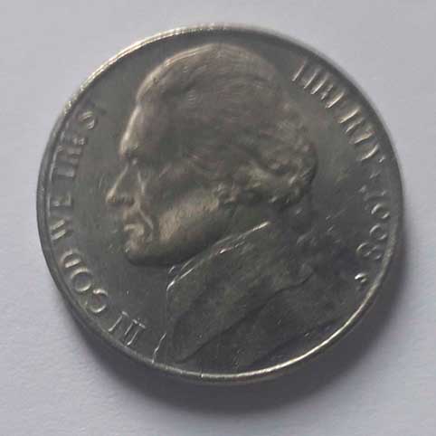 moeda estados unidos five cents de 1998